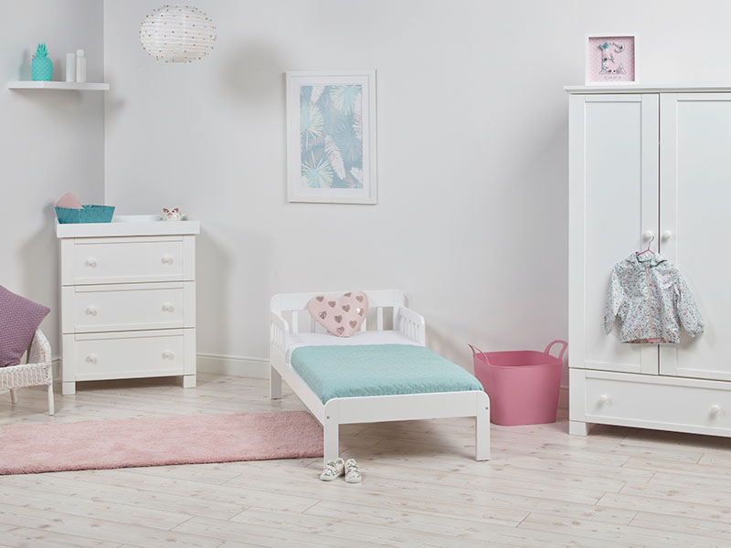 Dakota Toddler Bed White, Grey Toddler Bed And Dresser